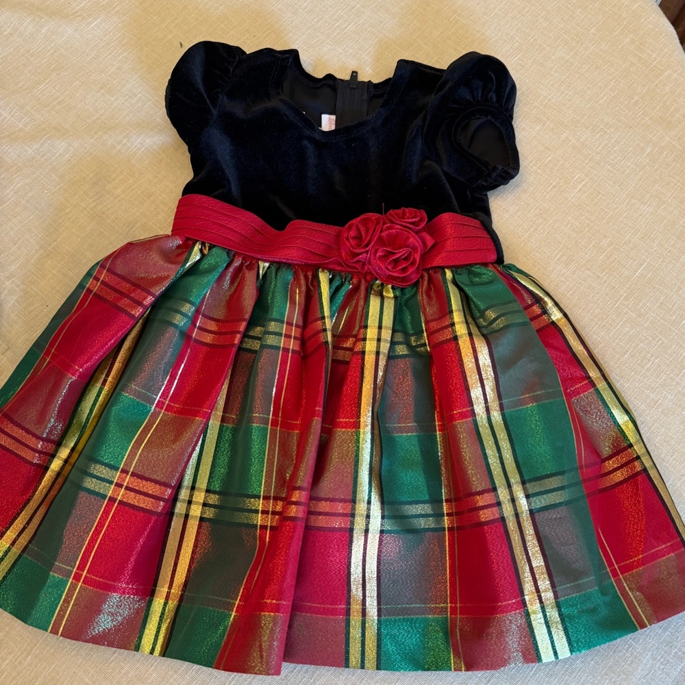Bonnie Baby Red and Green Plaid Holiday Dress